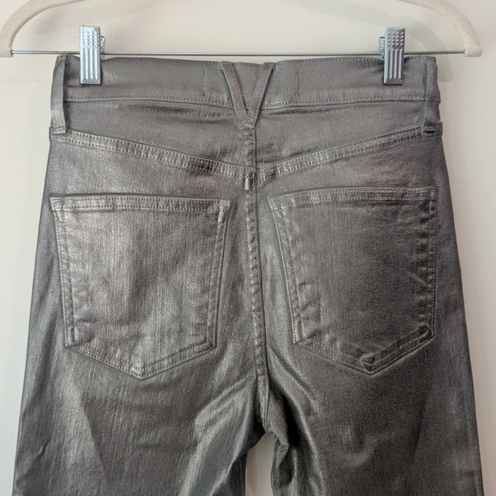 Veronica Beard Carson High Rise Ankle Flare In Light Gunmetal - Picture 6 of 8